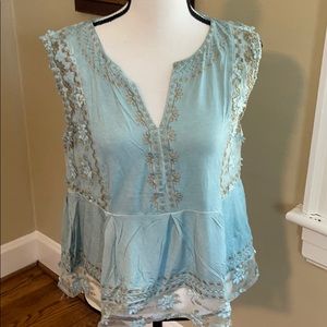 POL seafoam green w/ embroidered and appliqué top